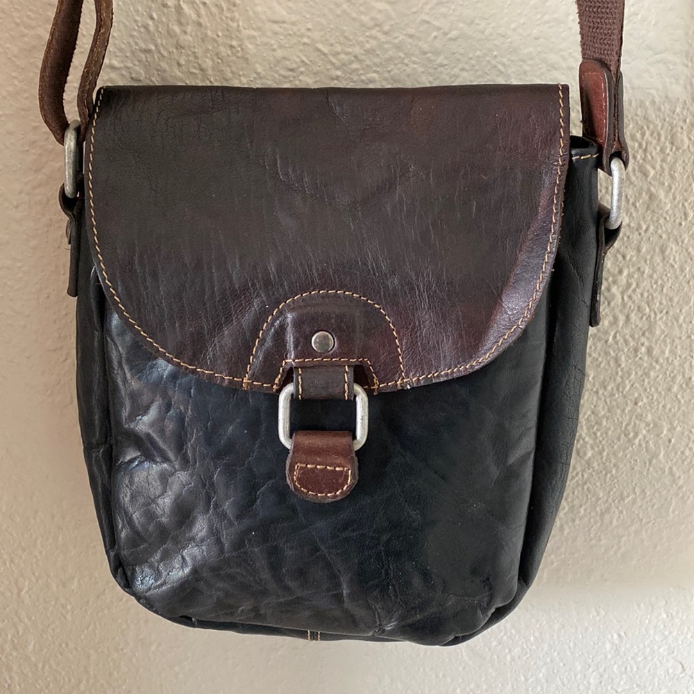 Black/Brown Leather Crossbody Bag